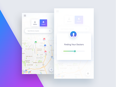 Doctor Finding App app clean cool design doctor finding health hospital map modern ui ux