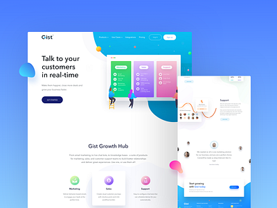 Gist Website Design chat color customer design illustration landing latest live marketing page site support ui ux web