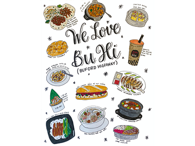 We Love BuHi Ink Illustration design food illustration illustration ink illustration