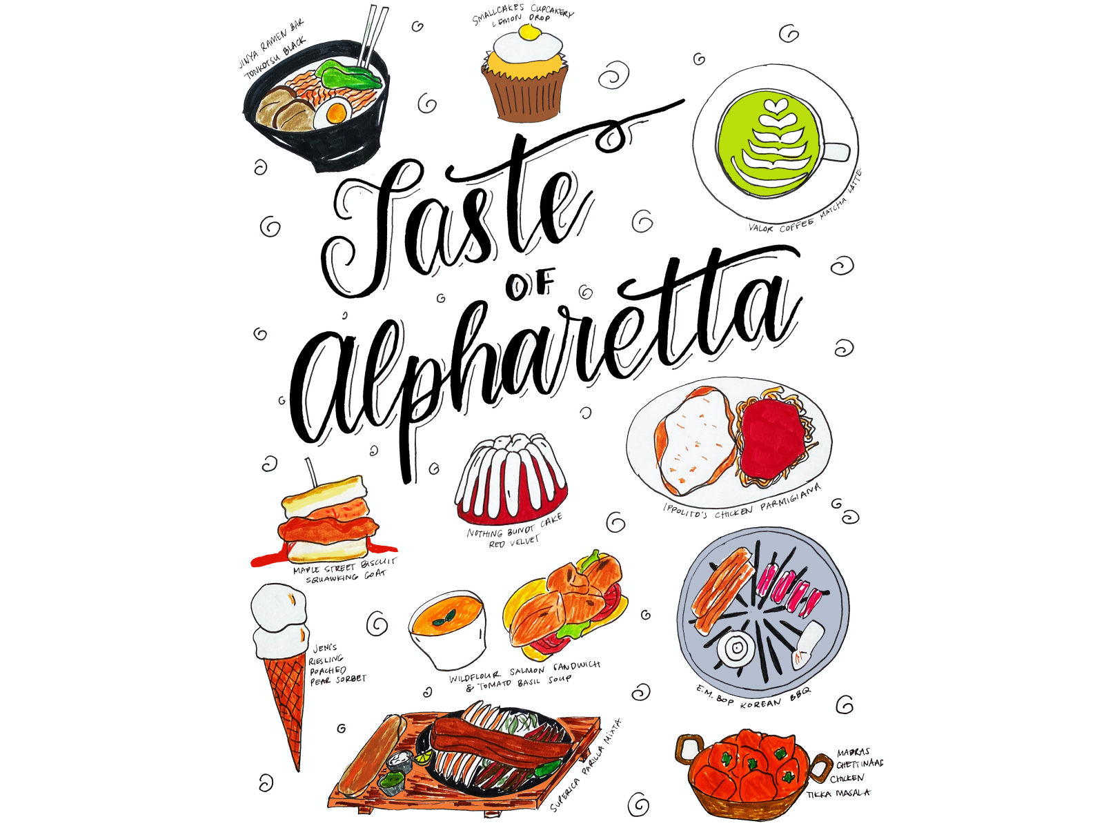 Taste of Alpharetta Ink Illustration by Van Galasso on Dribbble