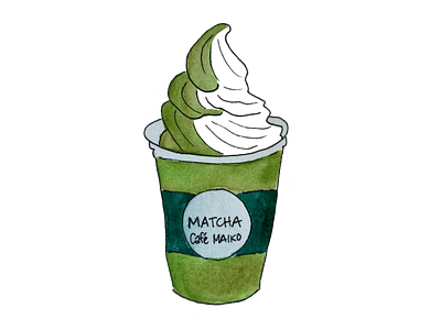 Matcha soft serve design flat food and drink food illustration illustration ux watercolor