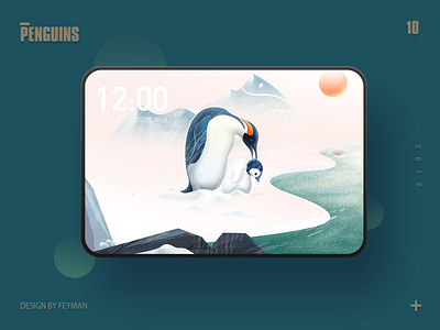 penguins adobe animal blue creative father illustration love mountain nature snow typography web winter