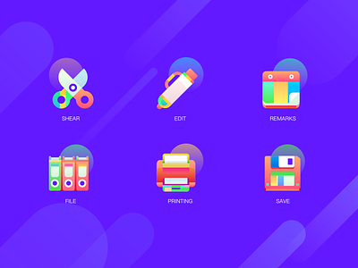Office Icons editorial file icon illustration pen printing remarks save scissors shear ui
