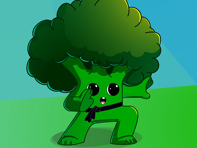 Broco-Lee broccoli ilustration ninja vector