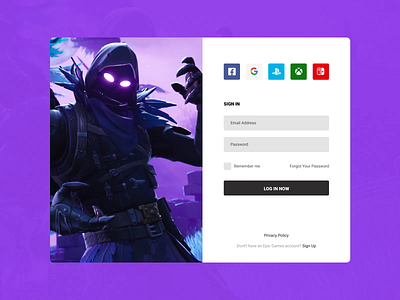 Concept Epic Games | Sign In #4 app application concept dark epic games fortnite games gif log in login motion news player sign in sign up ui uiux user experience user interface ux