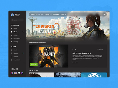 Concept Epic Games | Store #10 app application concept cover desktop ecommerce epic games featured games holiday launcher library page player recommended sale store ui ux