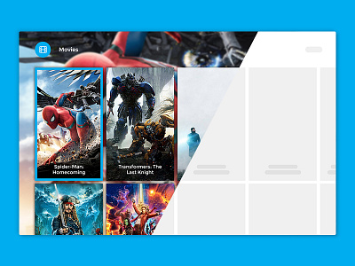 You TV animation app card film grid layout motion movie parallax tv ui ux