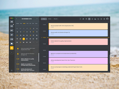 Northern Owl (Application MacOS) app application business calendar clean date goals messenger minimalism month productivity task team time time line ui ux week working workspace