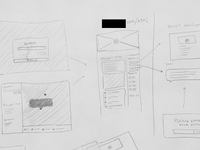 Rough wireframe sketches early rough