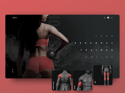 Personal Online Training Platform banner black design fitness health homepage sport training website workout