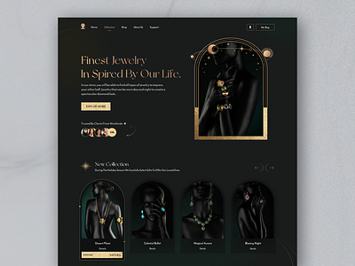 Jewelry Landing Page Design💎 cleandesign dark ecommerce graphic design homepage jewelry jewelry design landingpage luxury minimal modern store ui uiux ux web websitesesign woocommerce