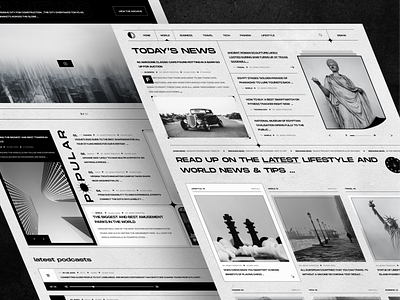 News website 📰 article black and white blog page branding homepage landing page magazine minimal mobile modern news news website podcast product design trend ui ui design web webdesign website design