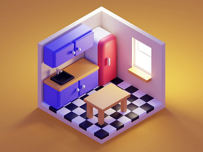 3D Kitchen 3d blender color cute design graphic design illustration minimal