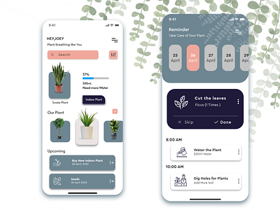 Plant Reminder ui design dribble iosapp minimal mobile mobileui plant plant reminder plant reminder planttask reminder task taskapp ui uiux