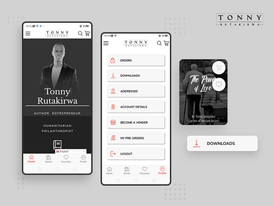 Tonny Rutakirwa App app design app ui application banner design branding design donations ebooks illustration ios mobile ui ux