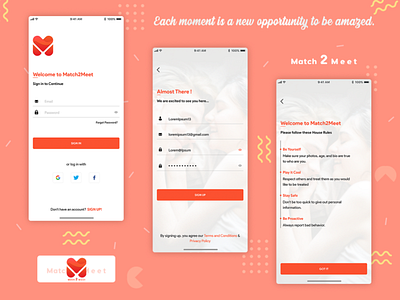 Match2Meet - Dating App app app design app ui application banner design branding dating logo mobile ui ux vector