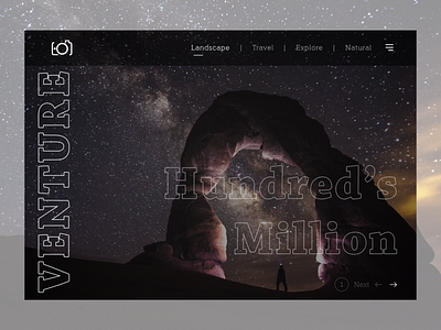 Venture - Banner Design banner banner design camera dark mode design explore landscape natural nightlife photography shot stars travel venture