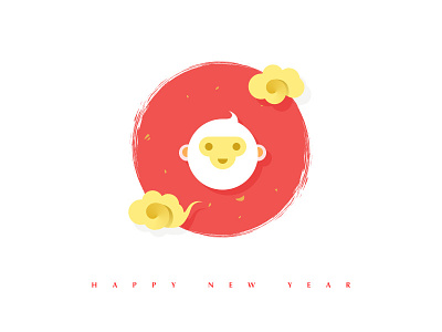 Happy Chinese New Year chinese cloud gold monkey new red year