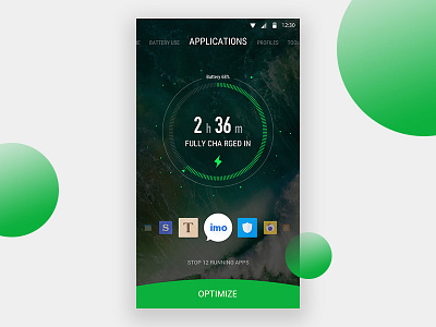 Battery APP app barrery boost clean cool green ui