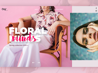 Floral minds - UI concept concept design fashion grid pink typography ui ux web website