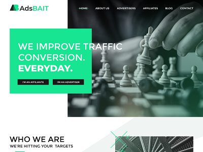 Adsbait homepage advertising affiliate marketing concept design microcopy ui ux webdeisgn website