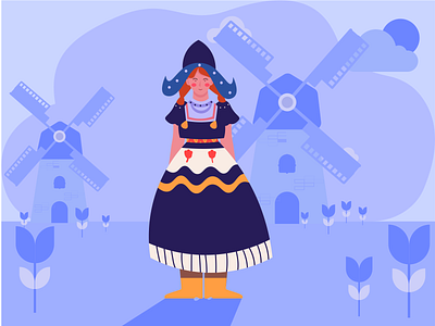 Netherlands traditional dress character character design characterdesign characters design dribbble first shot flat icon illustration illustrator minimal netherlands vector