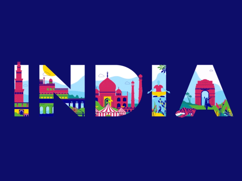 Indian Independence Day art culture fourart illustration india monuments motion graphics taj mahal typogaphy yoga
