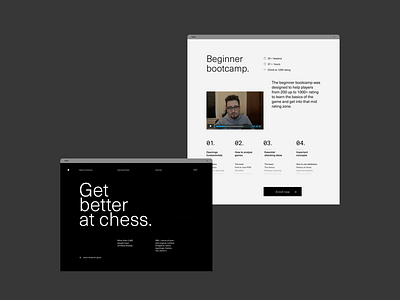 Gotham Chess black chess courses design landing page landing page design landing page ui minimalism minimalist ui user interface