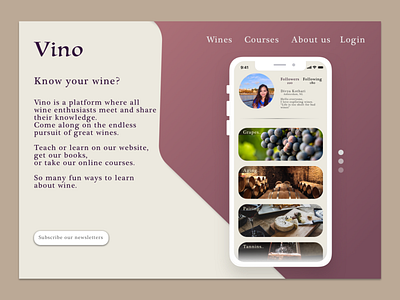 Landing page - Web design app design graphic design landingpage logo photoshop sketch ui vino webdesign webpage wine