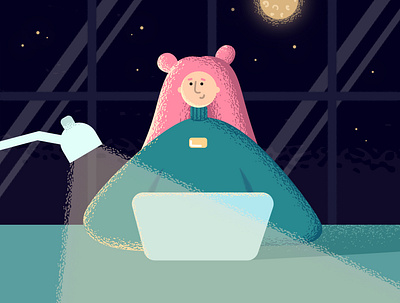 Night work illustration vector