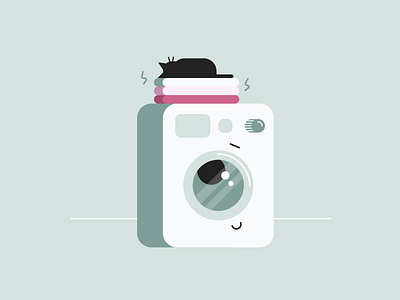 Washer and cat illustration vector