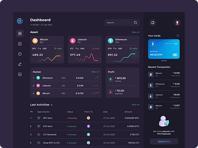 Cryptocurrency Wallet Dashboard Design app design ui ux