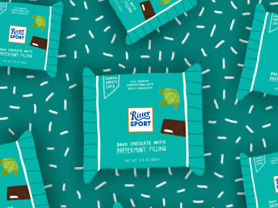 Papermint chocolate chocolate packaging design patterns illustration rittersport