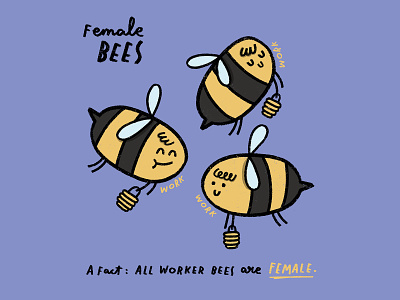 Female Bees animal art bee doodle doodleart iamillustration illustration procreate