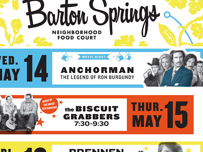 Barton Springs Neighborhood Food Court austin barton country letterpress music showcard springs woodtype