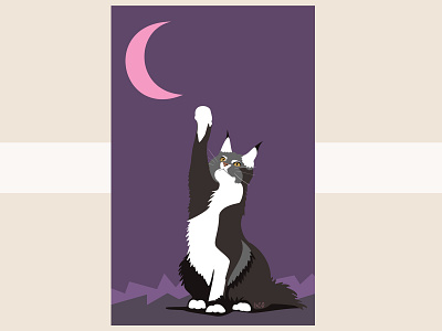 The Cat and the Moon by IxCO cat cats moon