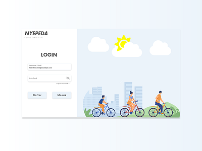 Login Page Nyepeda design login ui ux vector web website