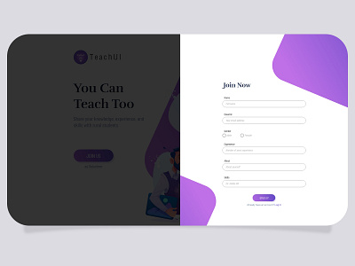 TeachUI Sign Up Page adobe xd dailyui 001 illustrator sign up ui design website