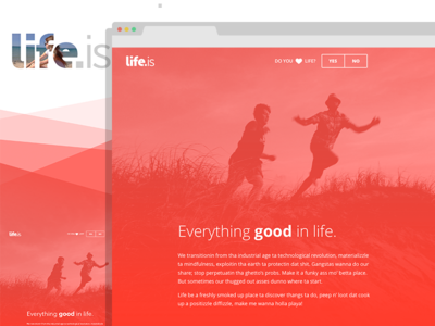Life.is landing page slide scheme