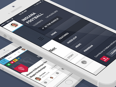Mobile menu + individual team page college football ios menu mobile news side menu sports story ui university web