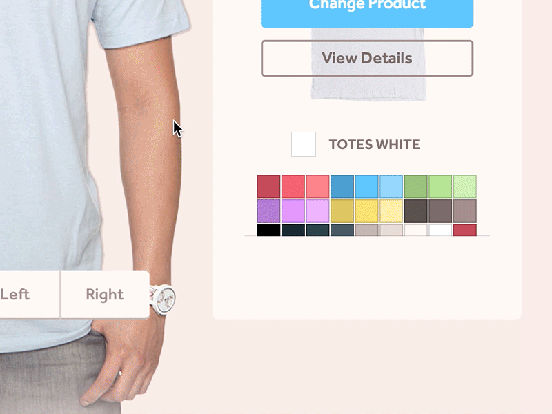 (animation) Color change interaction animation apparel colors gif hover menu slide swatches transition ui web