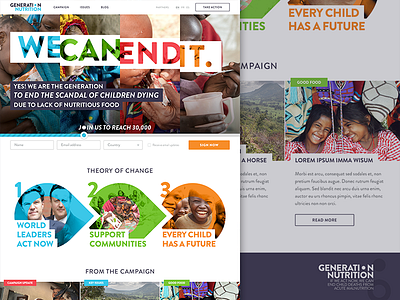 Generation Nutrition campaign landing page WIP campaign charity children fundraiser hunger kids landing meter non profit nonprofit web