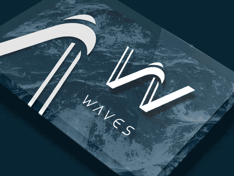 WAVES logo & brand design animated brand branding gif identity lettering logo music ocean streaming waves