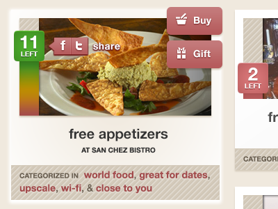 FoodCircles webapp hover buttons counter deal hover meter roll share tags ui ux web web app webapp