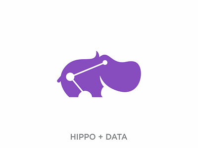 Hippo + Data animal branding data flat hippo icon logo minimal technology