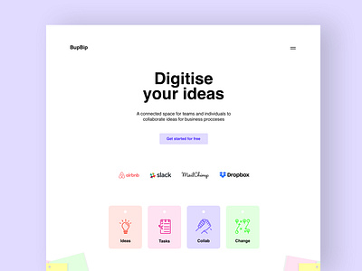 BupBip Ideas Board app design ui web