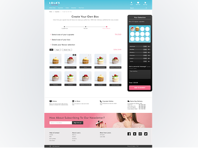 Lola's Cupcakes - Create Your Own Box redesign page basket branding bright colours e comerce e commerce e commerce app e commerce design e commerce shop ecommerce modern design online onlinestore order ordering process shopcard shopping app shopping cart ui ui ux ux