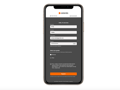 Zalando - Sign Up page redesign