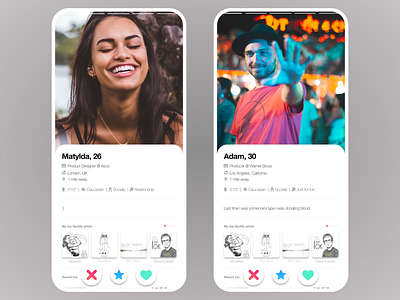 UI Challenge day 6 - User Profile - Tinder redesign branding bumble dating dating app dating website datingapp design hinge mobile ui modern design profile tinder ui ui ux ui design uichellenge uidesign user page user profile ux
