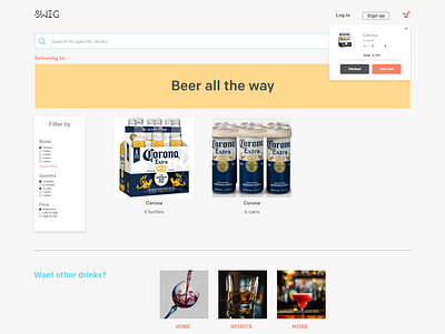 Beverages Delivery Website - Product Page adobexd clean design clean ui design ux uxui web webdesign